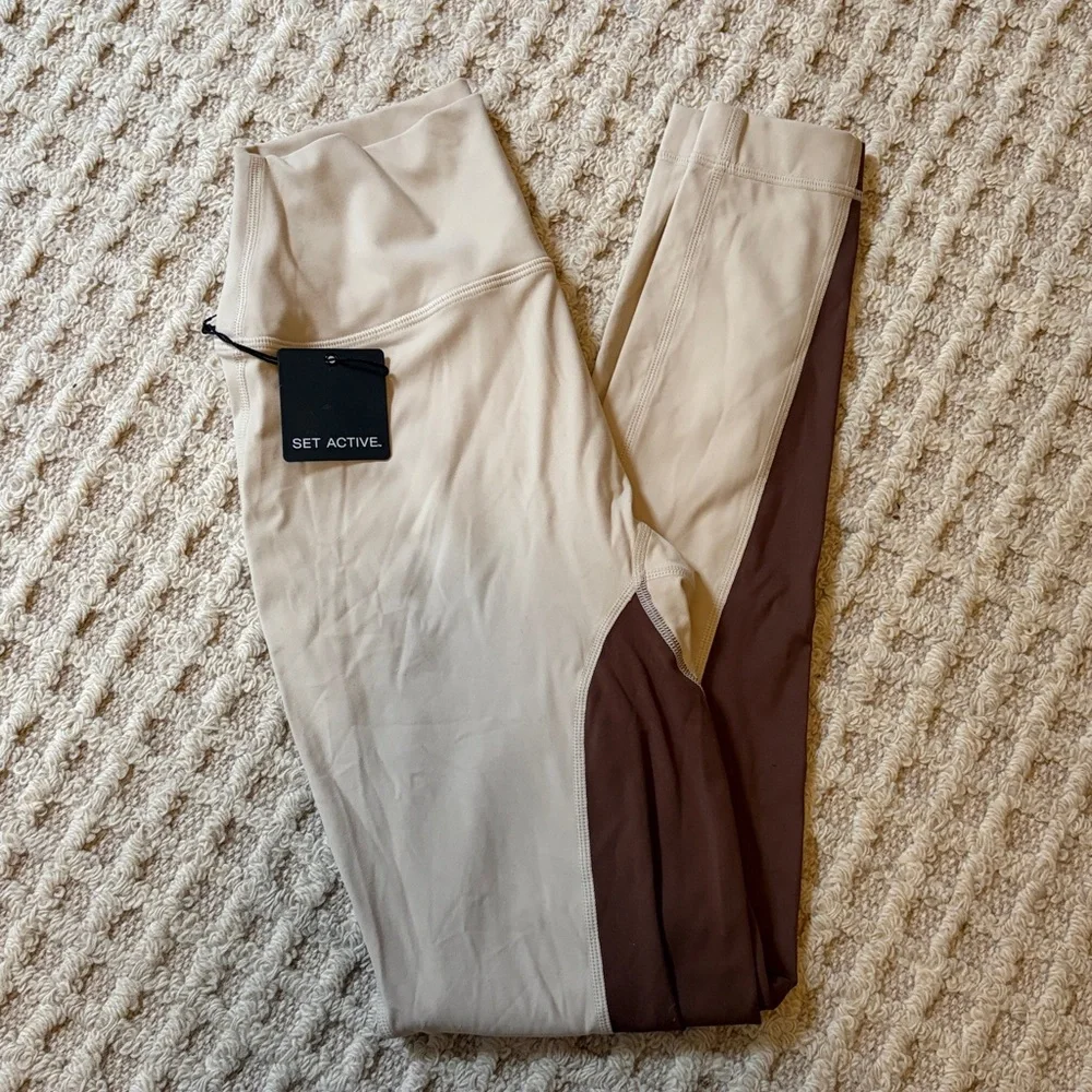 NWT SET ACTIVE two toned sculpt leggings birch small - Picture 4 of 5